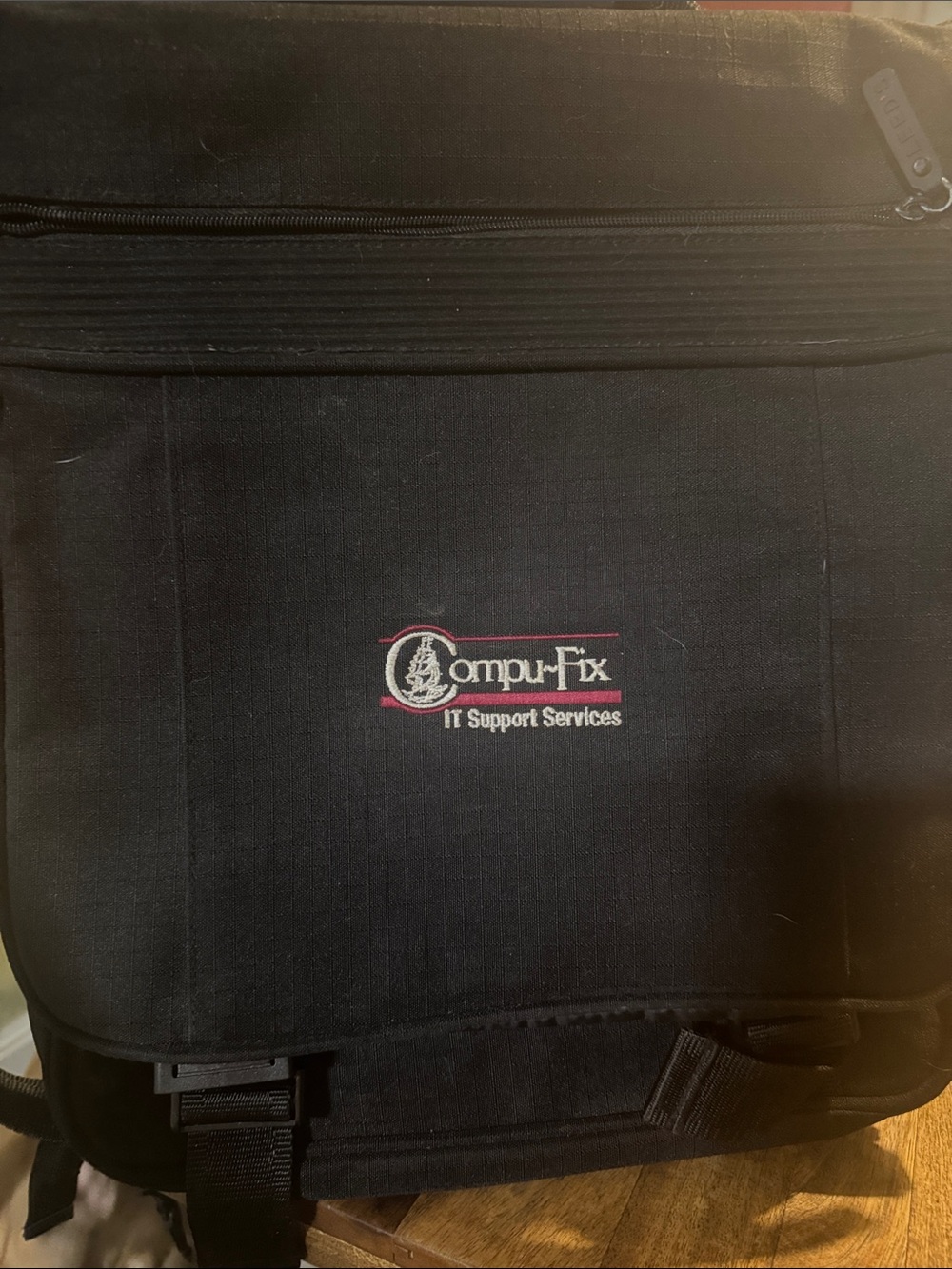 Black Laptop Messenger Bag with IT Support Services Logo
